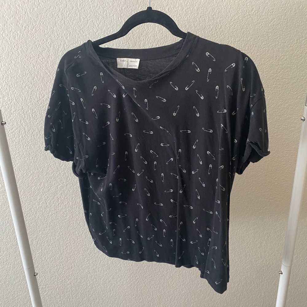 Zara paper clip printed tee